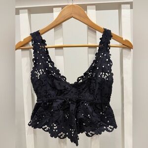 Aerie Black Lace Detail Top Size Small